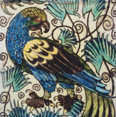 Tile with bird design by William de Morgan